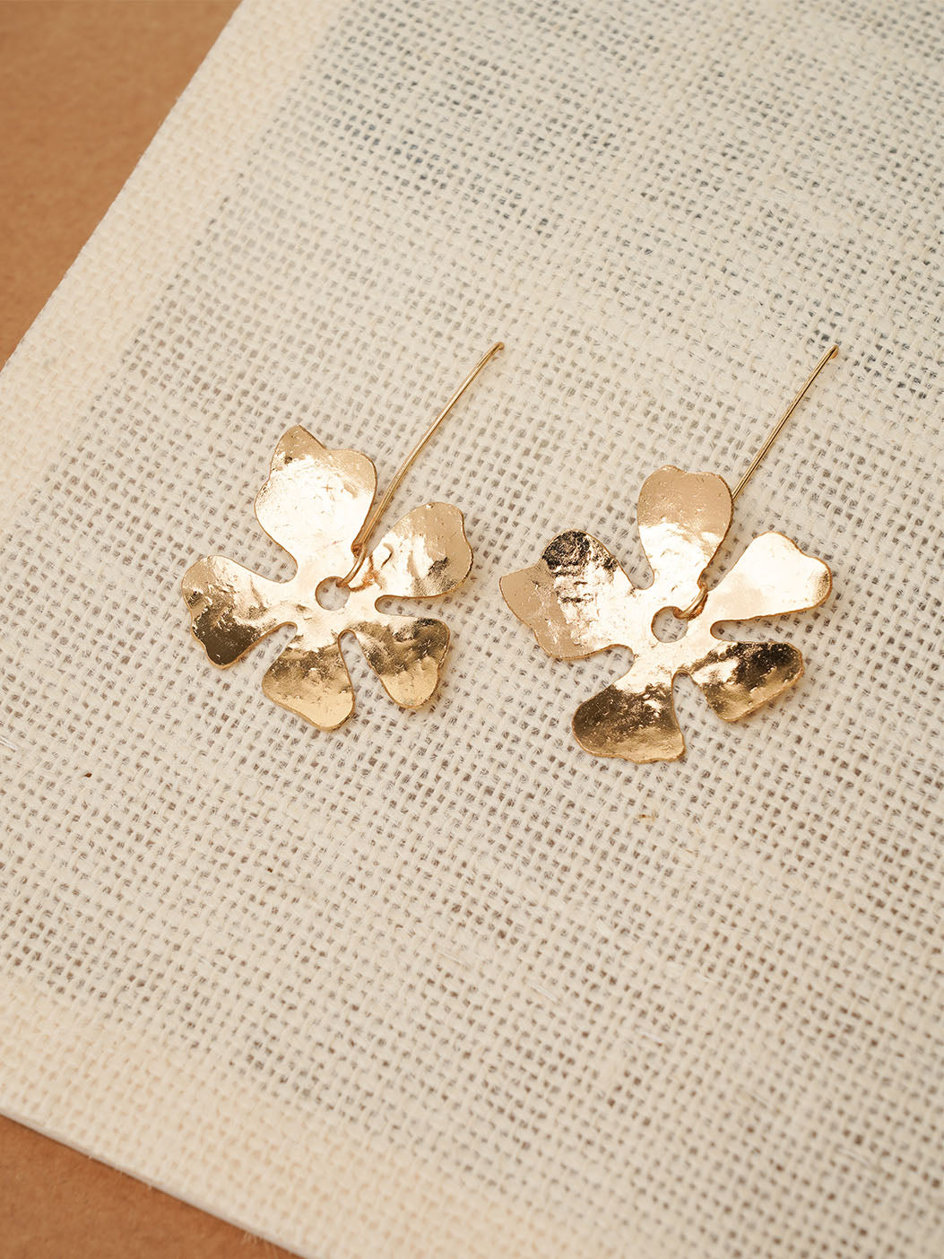 Hanging flower earring - Statement Brass Earring