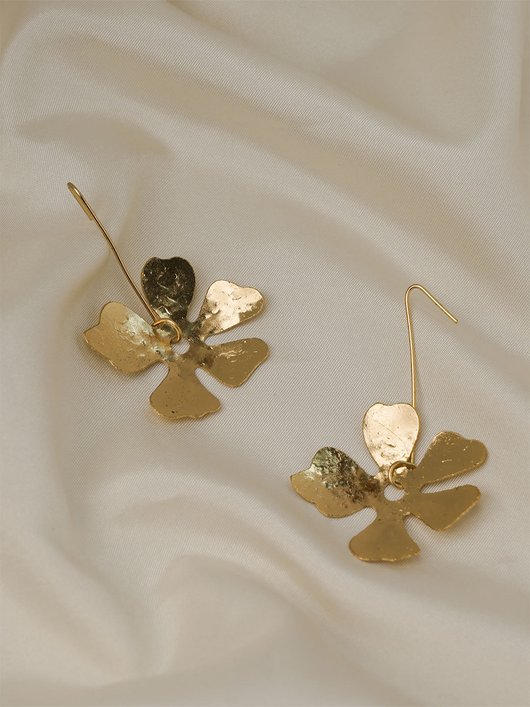 Hanging flower earring - Statement Brass Earring