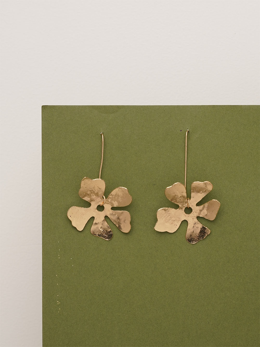 Hanging flower earring - Statement Brass Earring
