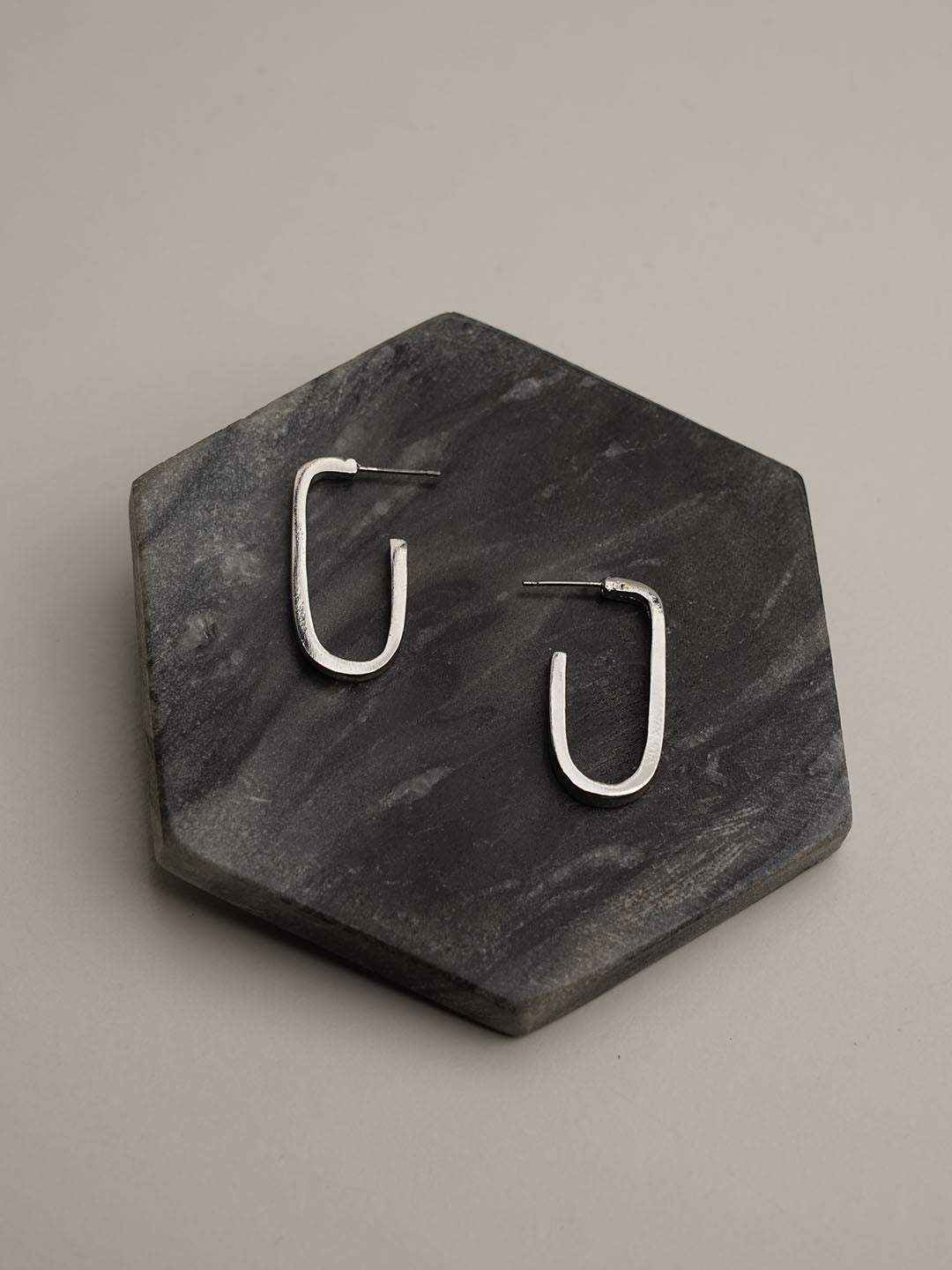 U Hoop Silver Earrings