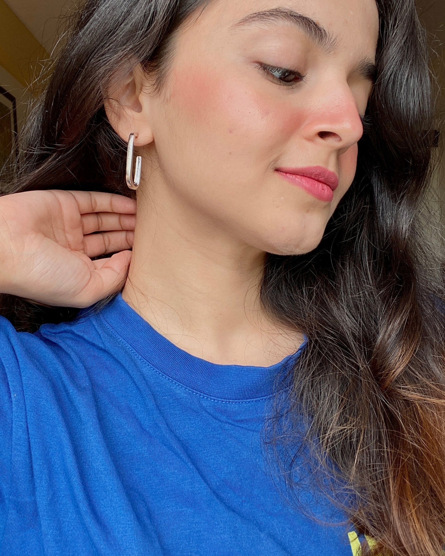 U Hoop Silver Earrings
