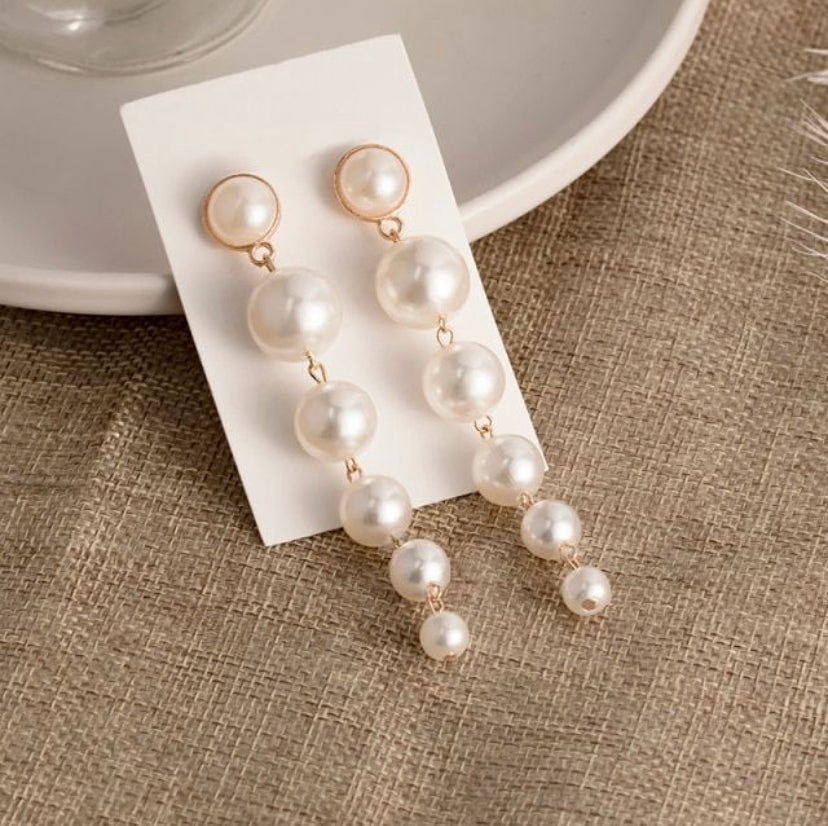 Long Pearl Drop Earring
