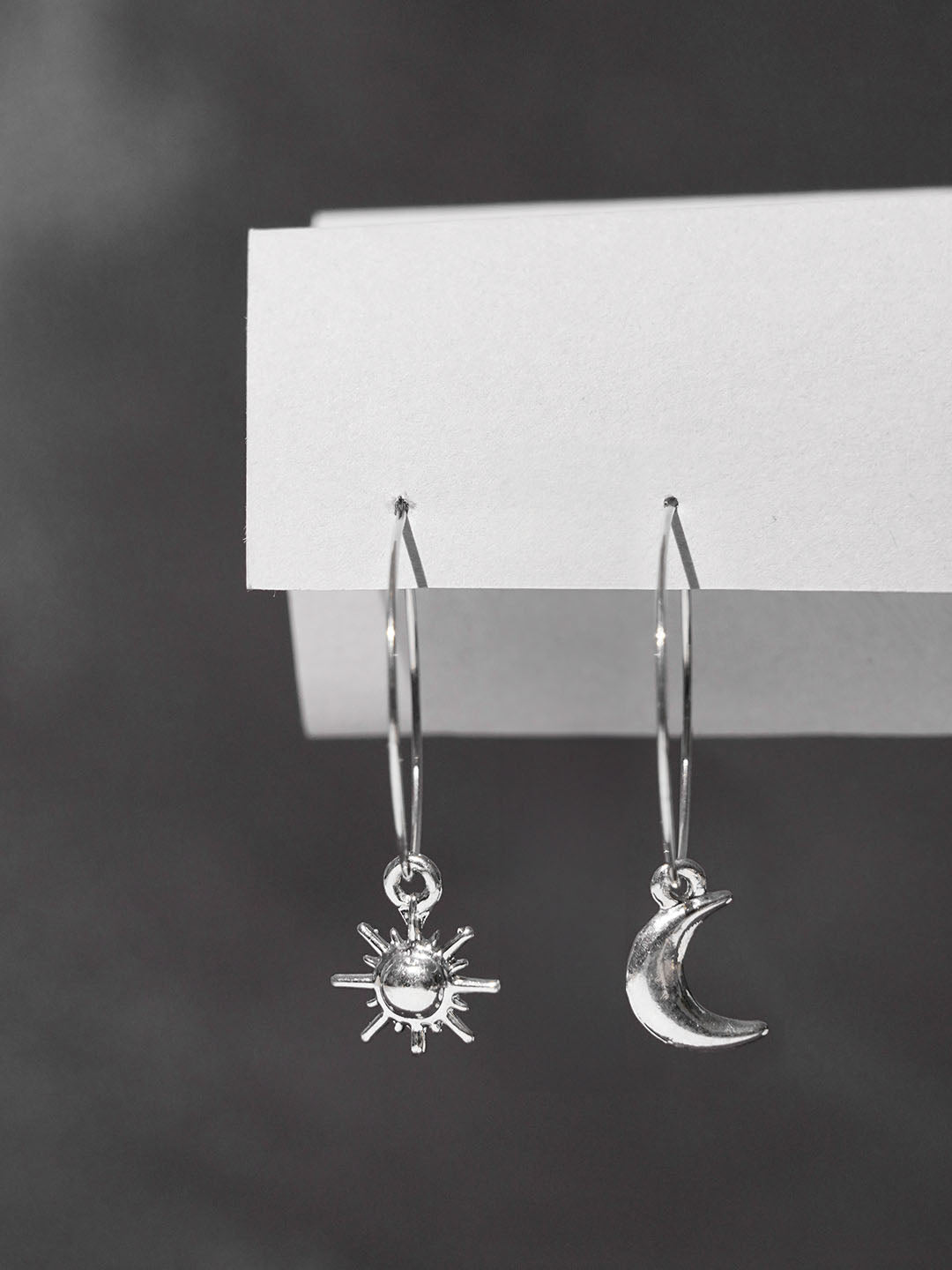 Mismatched Sun Moon Silver Earring