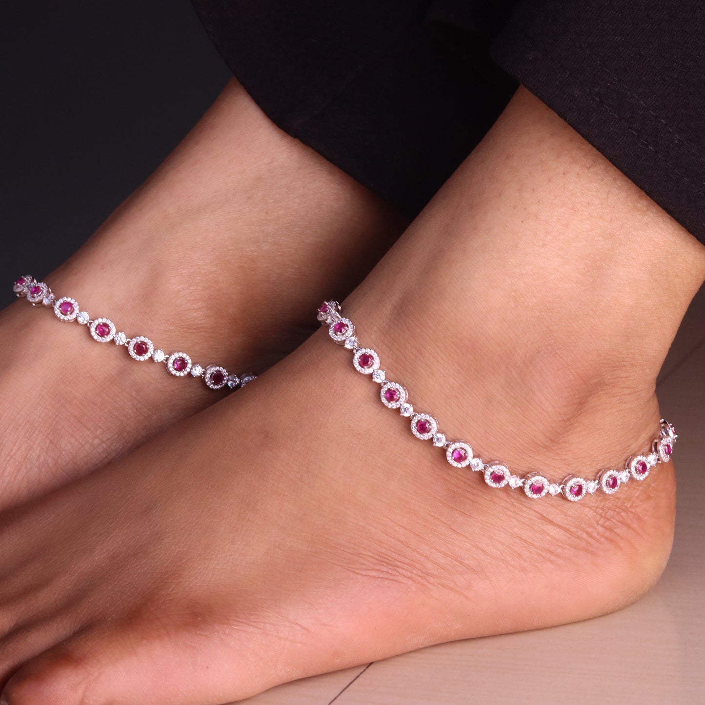 Royal Stone Silver Payal for Women
