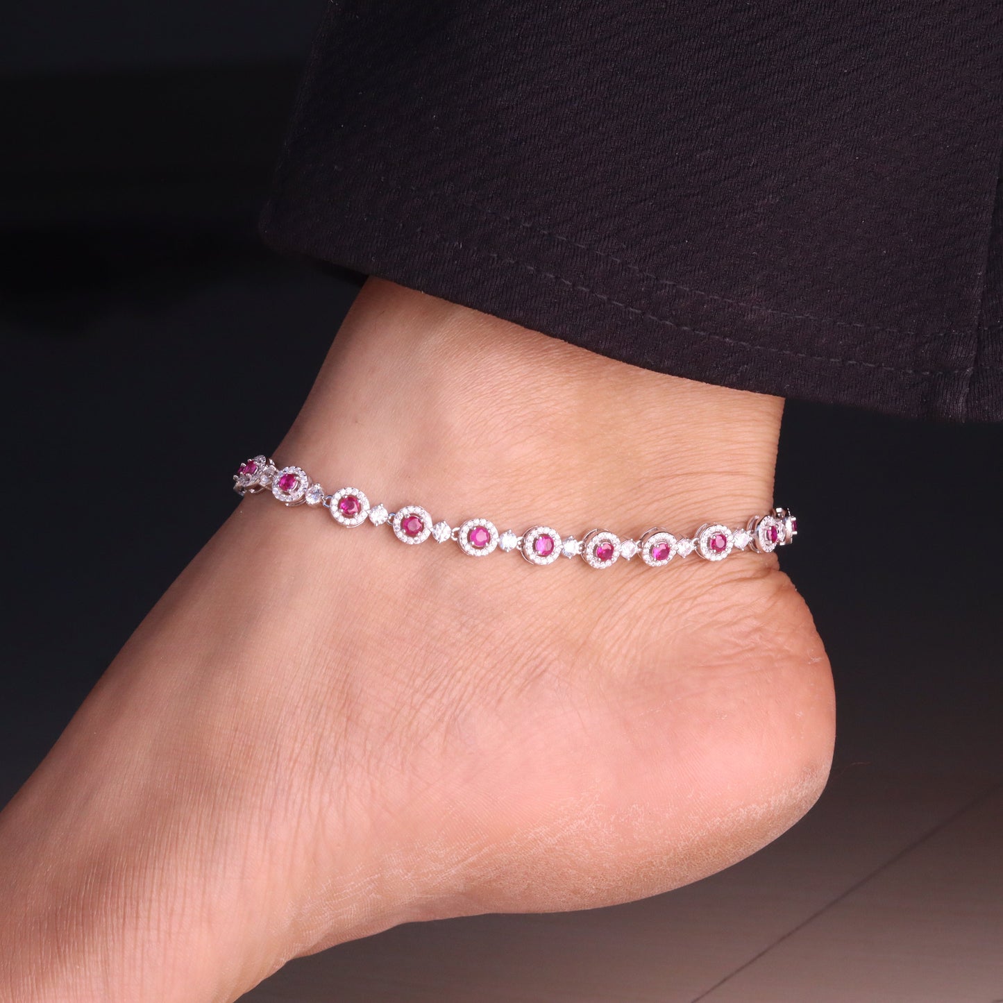 Royal Stone Silver Payal for Women