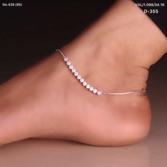 Twinkling Stone Silver Payal for Women