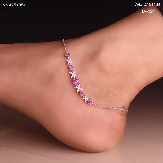 Fancy Stone Silver Payal for Women
