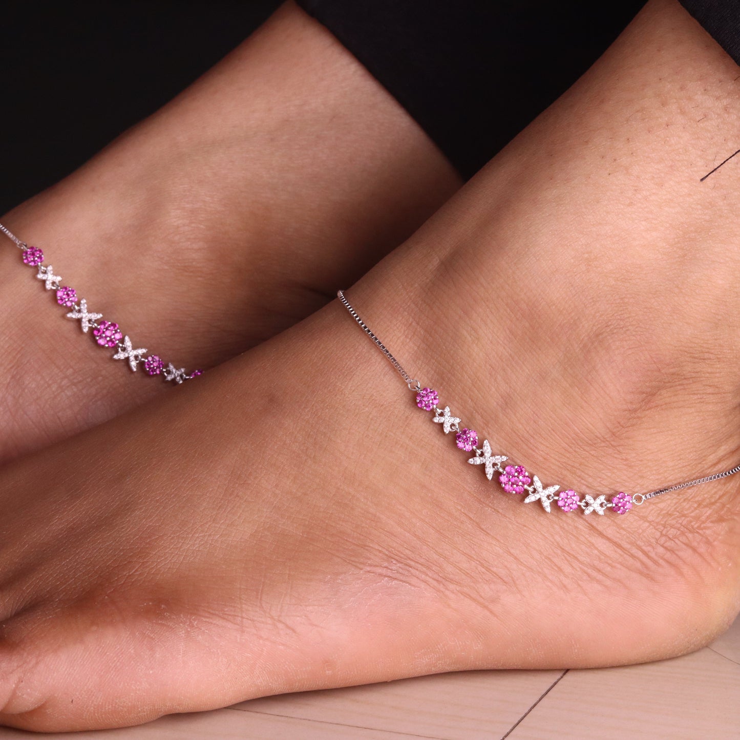 Fancy Stone Silver Payal for Women