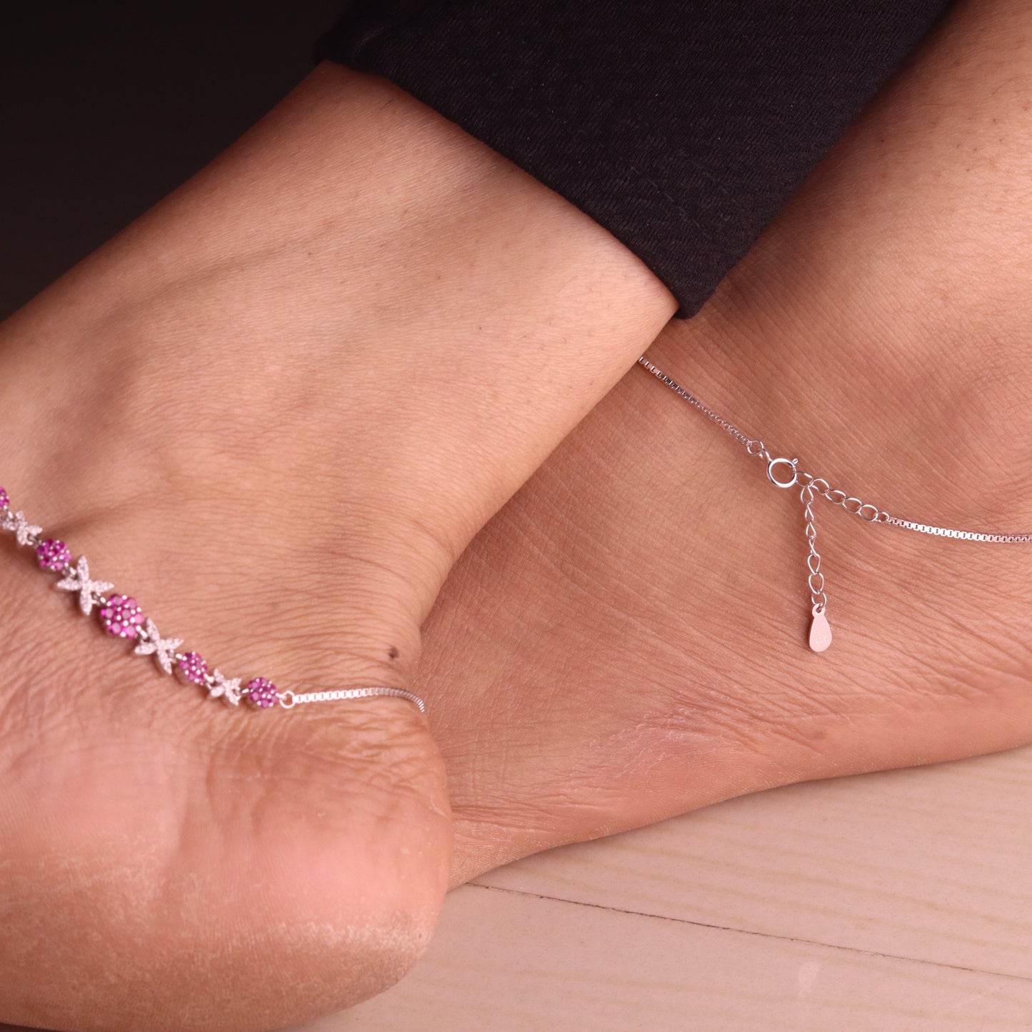 Fancy Stone Silver Payal for Women