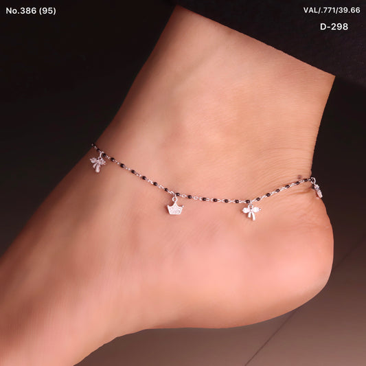 Sleek Tiny Charm Silver Payal for Women