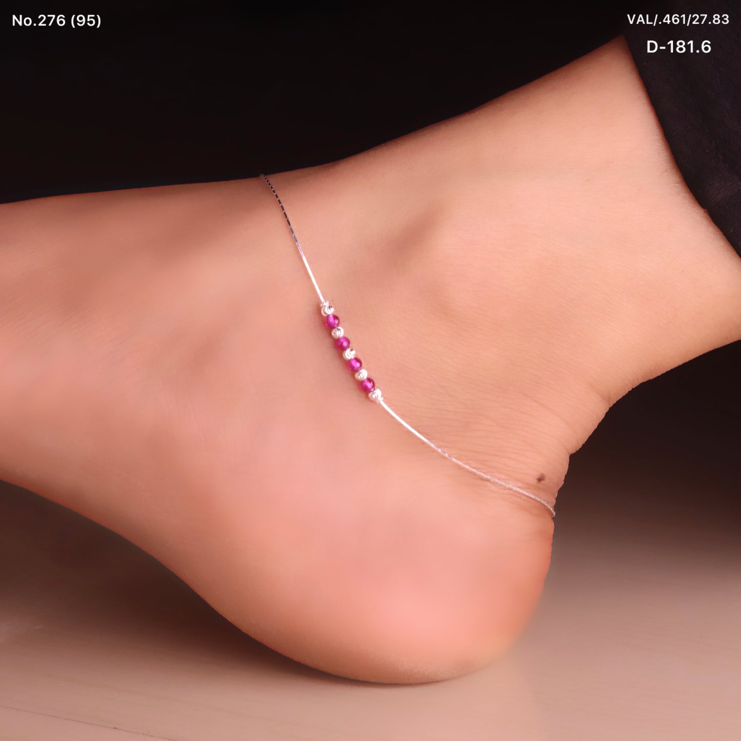 Sleek Delicate Bead Silver Payal for Women
