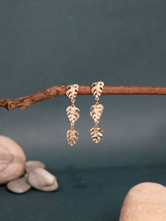 Triple Leaf Dangler Statement Earring