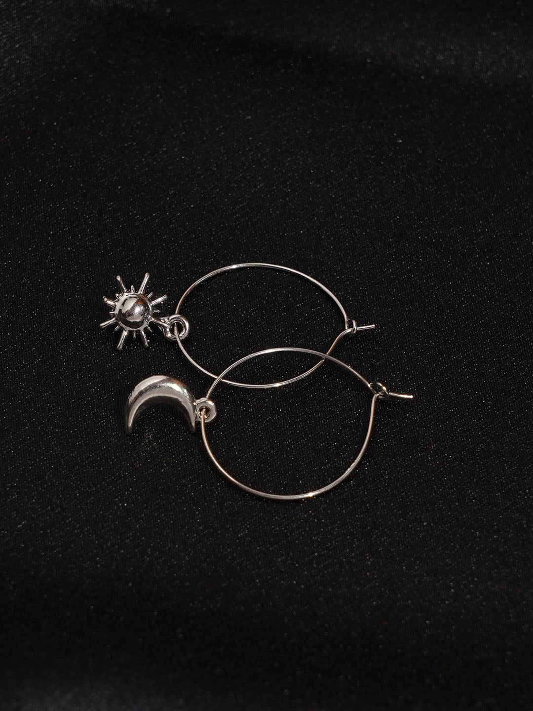 Mismatched Sun Moon Silver Earring