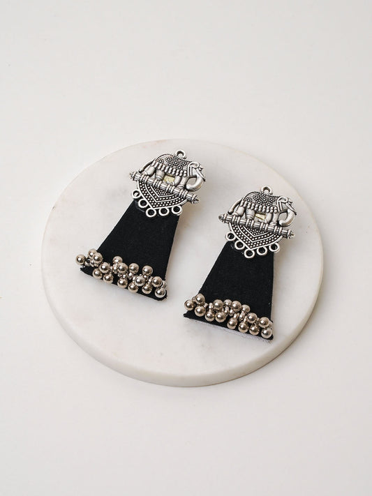 Black fabric earring