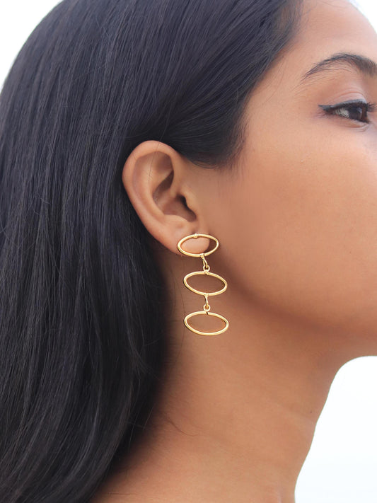 Orbit Brass Statement Earring