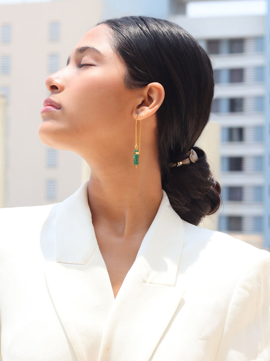 Turquoise Dangling Earring - Gemstone 18k Gold Plated