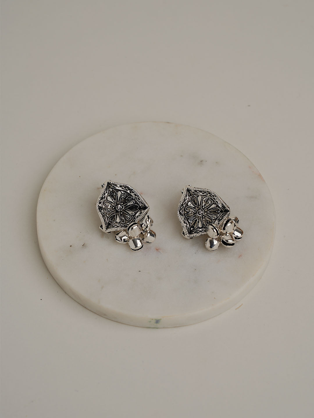 Triangle Antique Ghungroo oxidised Jhumka