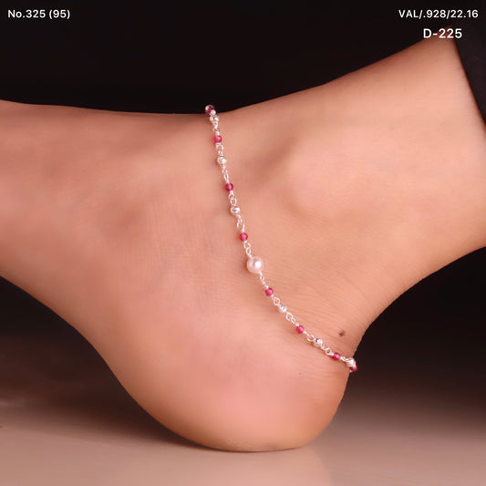Pearl Beaded Delight Silver Payal for Women