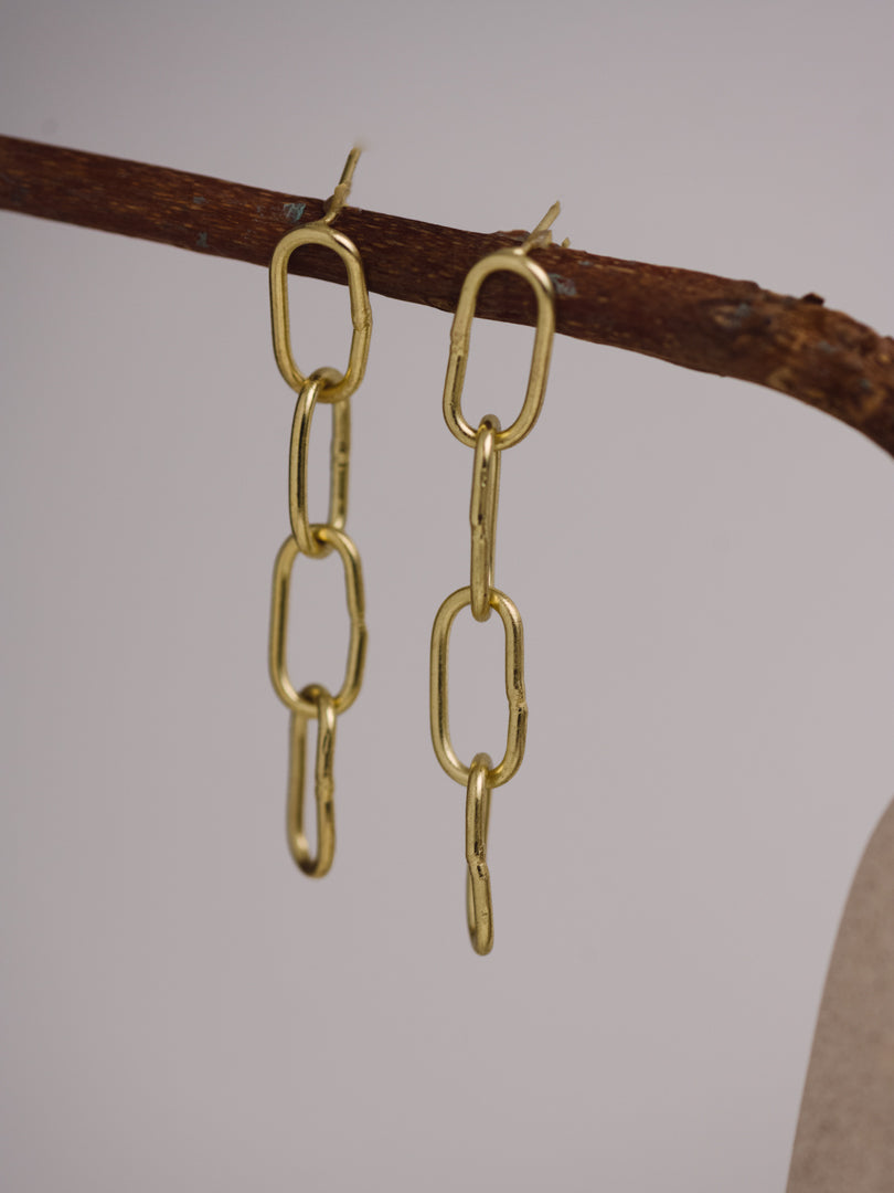 Linked Chain Brass Earring