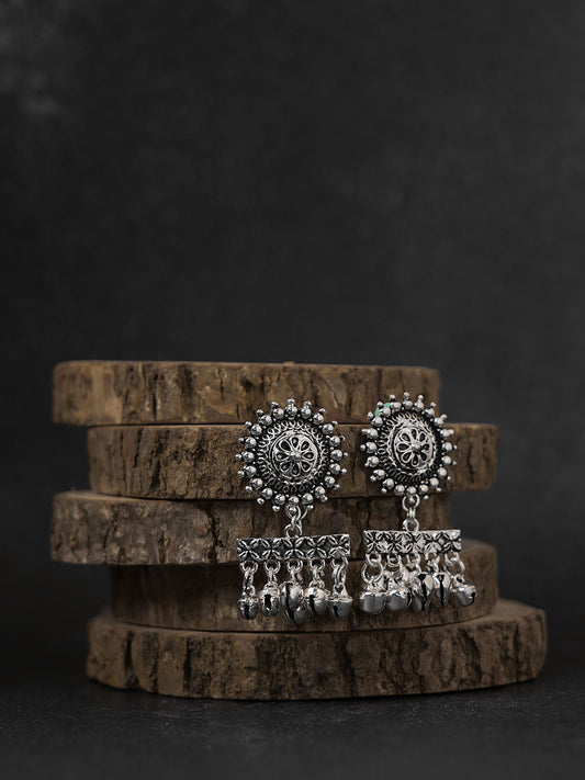 Circle Ghungroo Oxidised Jhumka