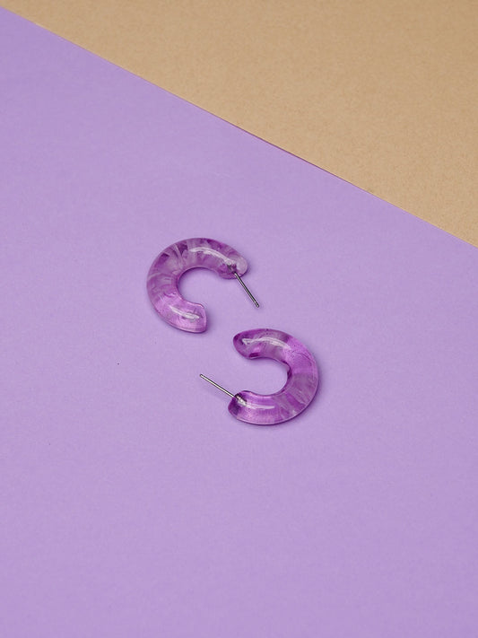 Purple Resin Hoop Earring