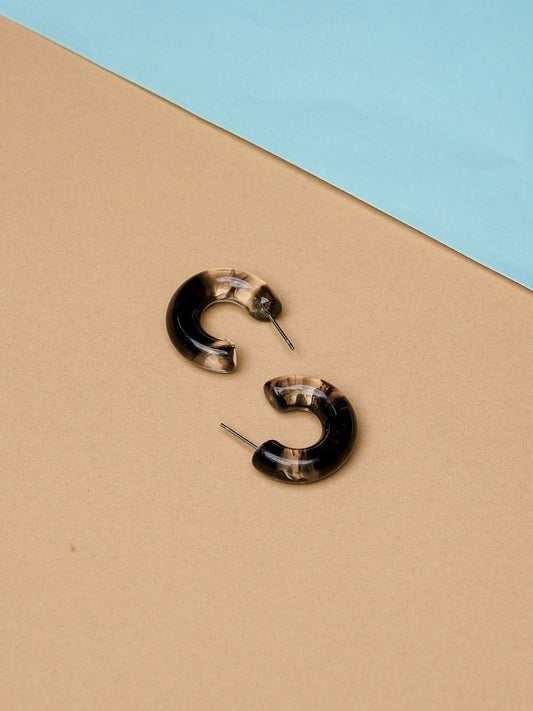 Black Resin Hoop Earring