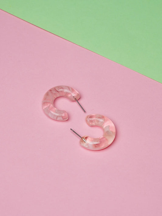 Pink Resin Hoop Earring