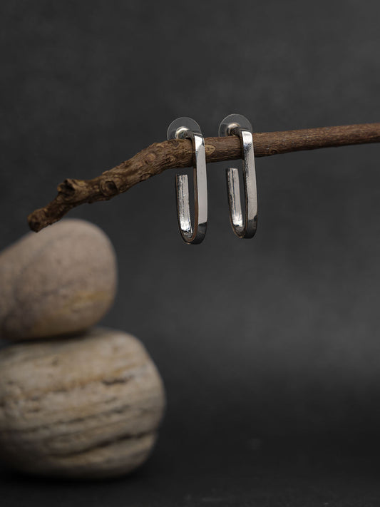 U Hoop Silver Earrings
