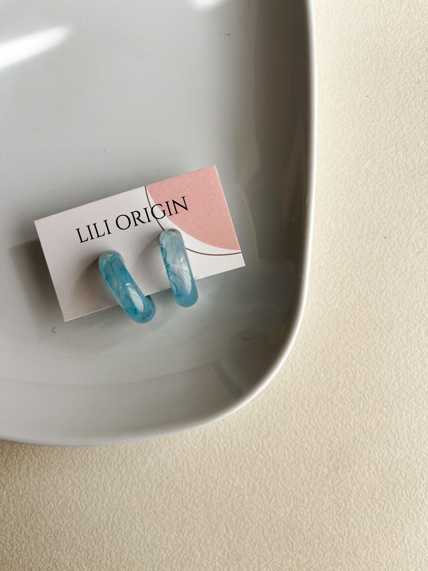 Blue Resin Hoop Earring